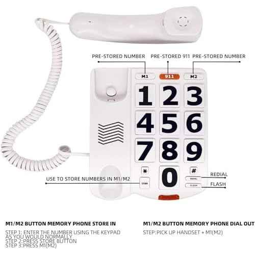 Large Button Phones for Seniors - Big Button Telephone with SOS Emergency Dial, Extra Loud Volume, Hearing Aid Compatible, Easy Operation for Elderly