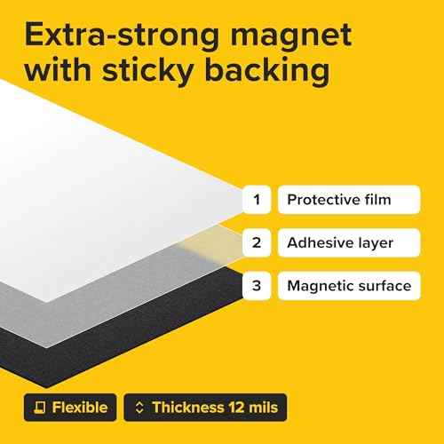 Strong Self-Stick Adhesive Magnetic Sheets 10 Pcs (8"x10"/20x25cm) ? Customizable Magnetic Paper for Photo, Magnet Stickers, Labels, Crafts; for Fridge, Lockers, Whiteboards, Office, Projects