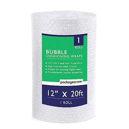 12 inch x 20 ft Bubble Cushioning Wrap, Perforated Every 12" Protective Packing Moving & Shipping Supplies for Boxes & Fragile Items
