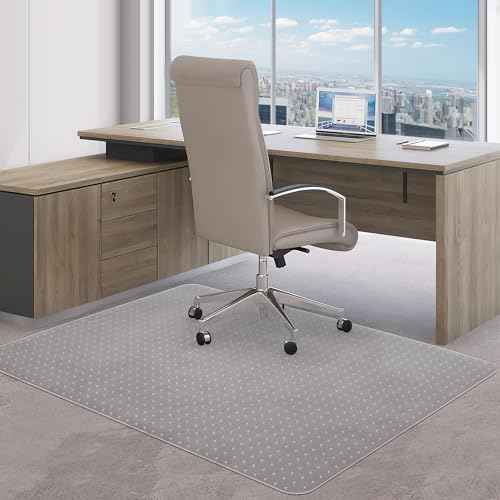 BesWin Office Chair Mat for Carpeted Floors, Transparent Desk Chair Mat for Low Pile Carpets, Plastic Floor Mat for Office Chair on Carpet for Work, Home, Gaming, Easy Glide (36" X 48" Rectangle)