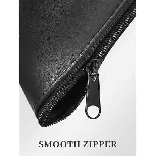 SMARTAKE Money Bags with Zipper, 2-Pack Bank Bags with Label, Waterproof Leather Money Pouches, for Cash Coin Bill Invoice Deposit Receipt Storage and Organize, 11.5 x 6.2 Inches (Black)