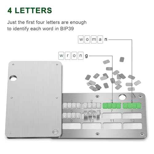 Crypto Seed Phrase Storage, Stainless Steel Bitcoin Seed Plates Seed Phrase Backup Cold Storage, Supports up to 24 Words