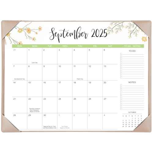 Desk Calendar 2026 with Desk Mat ? 22" x 17" Large Desk Pad Calendar Runs From Sep 2025 to Dec 2026, Floral Design Desktop Calendar with To Do List, Personal Desk Calendar Planner for Home, Office