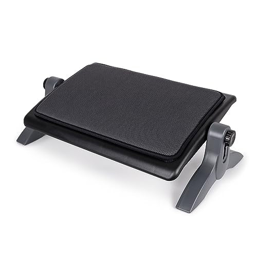 EHO Ottoman, Ergonomic Foot Rest for Under Desk, Adjustable Height and Angle, Sponge Platform, Anti-Slip, Ankle Support, Detachable Washable Cushion, Back and Leg Pain Relief, 21.6" L x 11.4" W, Black
