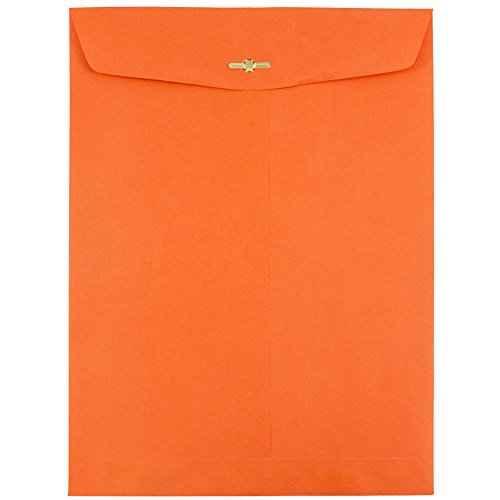 JAM Paper Open End Catalog Envelopes with Clasp Closure - 9" x 12" - Brite Hue Orange Recycled - 100/pack