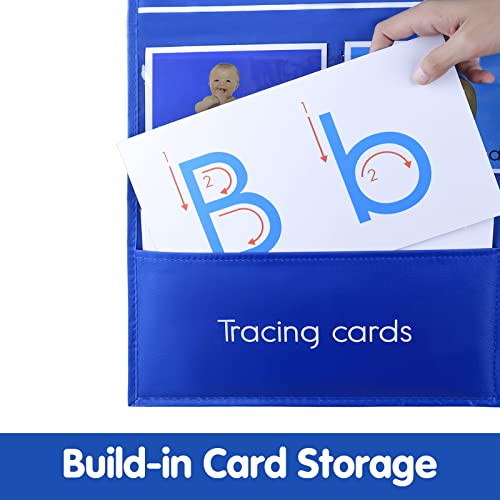 Auchq Blue All About Letter Pocket Chart for Classroom & Homeschool - 34x27 Inches