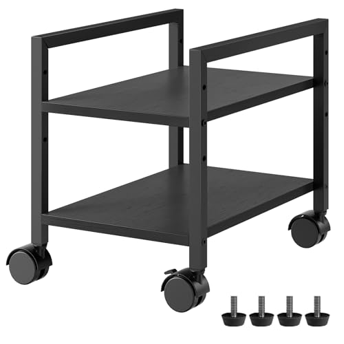 HOOBRO PC Stand, 2-Tier PC Tower Stand Fits Most Computer Towers, CPU Holder for Floor, Height Adjustable, CPU Stand with Wheels Under Desk, for Home Office, Black BB11CJ01