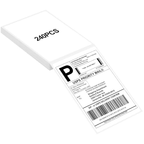 Joyberg 4x6 Thermal Labels - 240 Waterproof Adhesive Shipping Labels for Thermal Printers