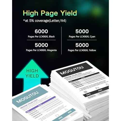 ¡¼Pigment Ink¡½ LC406XL LC406 Ink Cartridges 6000/5000 Pages Compatible for Brother Printer MFC-J4335DW MFC-J4345DW MFC-J4535DW MFC-J5855DW MFC-J5955DW MFC-J6555DW MFC-J6955DW High Yield (4 Pack)