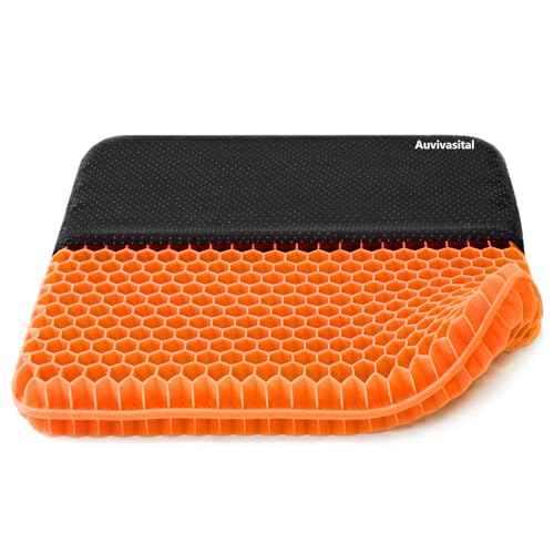 Plus Size Gel Seat Cushion, Extra Large and Thick, Seat Cushion for Pressure Relief for Back, Hip, Sciatica, Tailbone Pain, Use for The Office, Wheelchair, Car, Recliner, Truck, Trip, Stadium.(Orange)