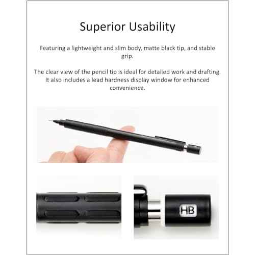 Graph 1000 for Pro Mechanical Drafting Pencil Set (0.3mm / 0.4mm / 0.5mm / 0.7mm / 0.9mm), qullity original Black slim pen case