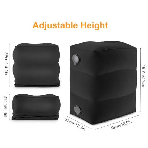 Maliton Black 1 Pack Inflatable Travel Foot Rest Pillow for Kids — Adjustable Height Baby/Toddler Car Seat & Airplane Bed