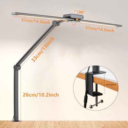 USB Clip On Desk Lamp with Flexible Gooseneck, 3 Color Modes & Dimmable, Eye-Caring LED Light for Office, Study, Reading, Computer Monitor