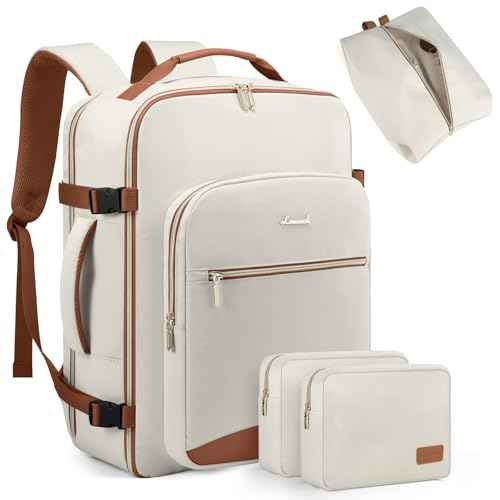 LOVEVOOK 40L Travel Backpack for Women Men,Waterproof Airline Approved Carry On Luggage Travel Essentials,TSA Carry On Backpack Personal Item Travel Bag Suitcase with 3 Packing Cubes,Weekender,Daypack