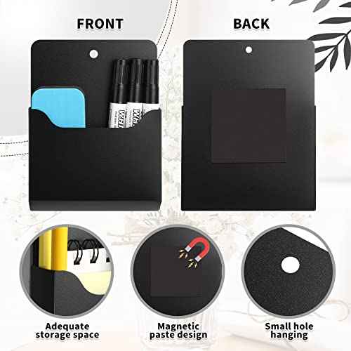 Qunclay 6 Pack Magnetic File Holder Magnetic Paper Holder Fridge Magnet Organizer Letter Size Fridge Pockets Storage Mail Planner Wall File Organizer for Refrigerator Locker Whiteboard (Large)