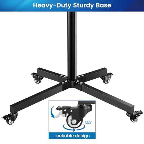 Rolling TV Stand for 26-55 Inch LCD LED Flat/Curved Panel Screen TVs, Portable TV Stand with Wheels & Media Shelf. Angle Adjustable TV Cart with Lockable Wheels, Max VESA 400x400mm