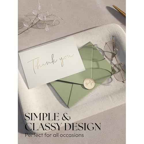 Wedding & Baby Shower Thank You Cards - Set of 100 Blank Cards & Envelopes - 4x6