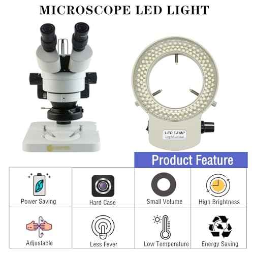 Microscope Ring Light, Light LED 144B-ZK Illuminator for lab Stereo/Camera/Monocular Binocular Trinocular Lens (White)