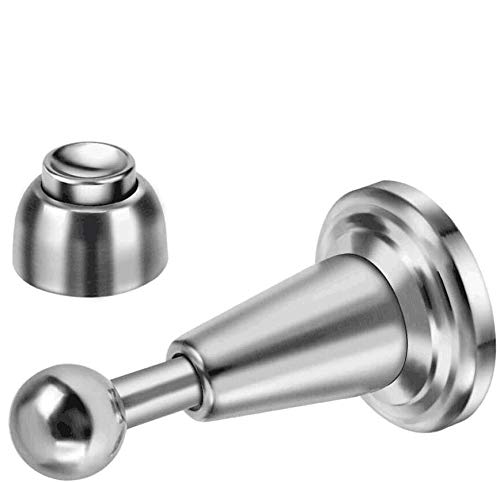 Door Stopper,4 Pack Magnetic Door Stop, Soft-Catch Magnetic Door Catch, Door Hold Open, Stainless Steel, Brushed Satin Nickel Chrome, Hold Your Door Open Softly, Wall Mount, 4 Pack for Wide Doors