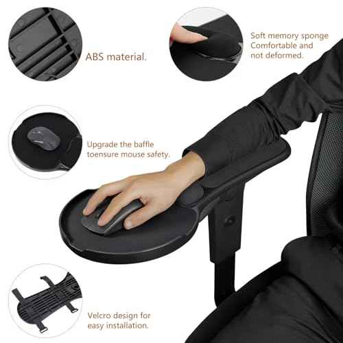 Upgraded Ergonomic Arm Rest Mouse Pad for Chair£¬Adjustable Mouse Tray with Wrist Cushion, Chair arm Mousepad, Black