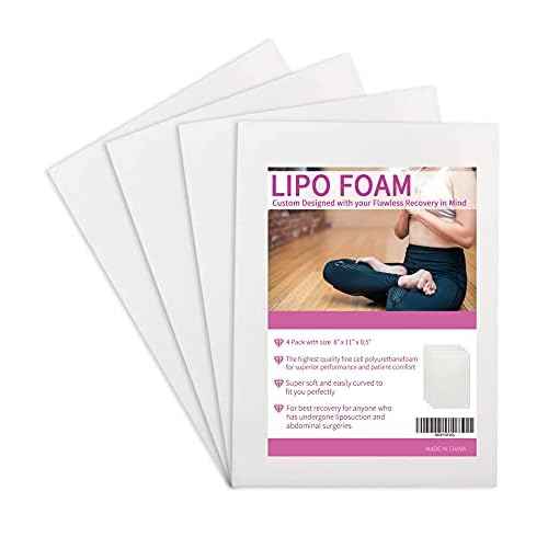 Birllaid Lipo Foam Pads for Post Surgery, Bbl Foam Boards after Lipo,Help Out When Using Ab Board Compression Garments Tummy Tuck, 4 Pack Liposuction Surgery Foam Sheet for Recovery 8" X 11"