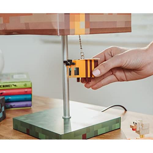 Minecraft Yellow Bee Nest Block Desk Lamp with 3D Bee Puller | Nightstand Table Lamp with LED Mood Light for Bedroom, Desk, Living Room, Playroom | Home Decor Kids Room Essentials | Video Game Gifts