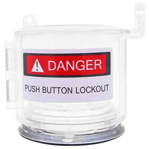 TRADESAFE Emergency Stop Button Cover Lockout - Round Transparent Push Button Switch Cover, 7/8-inch up to 1-1/2 inch Hole Diameter, 3-Piece Push Button Lockout