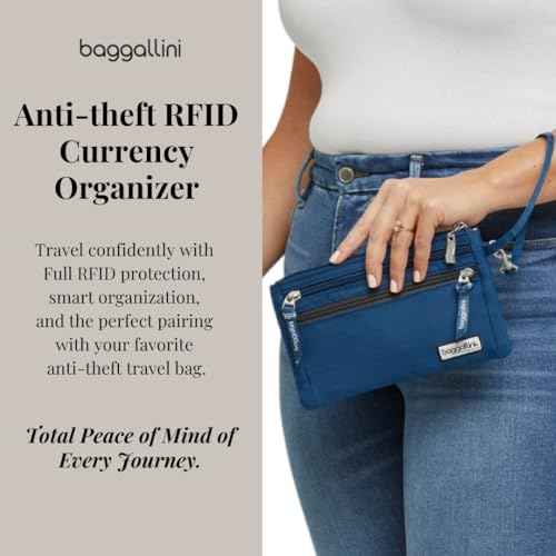 Baggallini Anti-theft RFID Currency Organizer 8"x4.25" Travel Accessory Passport Holder Money Belt Wallet w/Card Slots