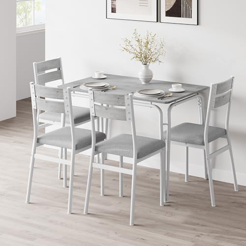 IDEALHOUSE 5-Piece Dining Set for 4 — Square Table with 4 Chairs, Small Space