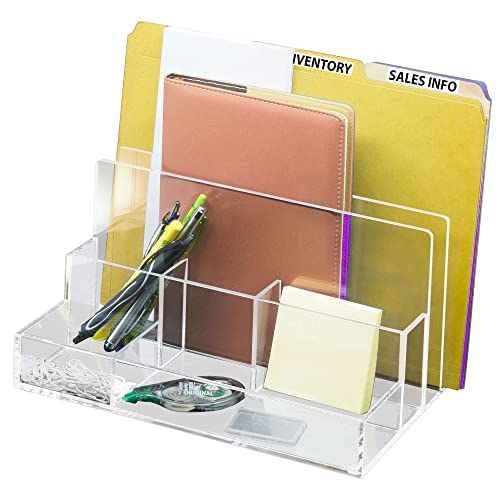 Kantek Acrylic File Sorter/Desk Organizer, 10.5-Inch Wide x 7.5-Inch Deep x 6.7-Inch High, Clear (AD245)