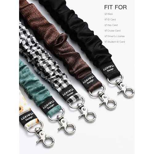 Scrunchies Lanyards for Id Badges and Keys, Stretchy Teacher Lanyard for Women Nurse Cruise Ship