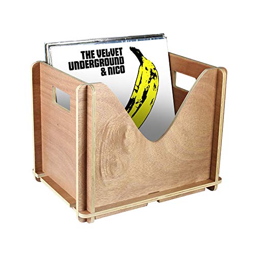 Warm Stylus Vinyl Record Storage Crate, 15 x 12 Inches, Brown, Plywood