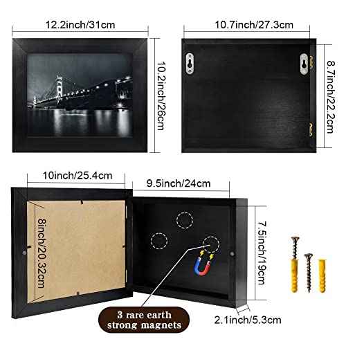 Hidden Gun Storage, Concealment Gun Safes for Pistols, Secret Decor Solid Wooden Handgun Picture Frames Box (Black)