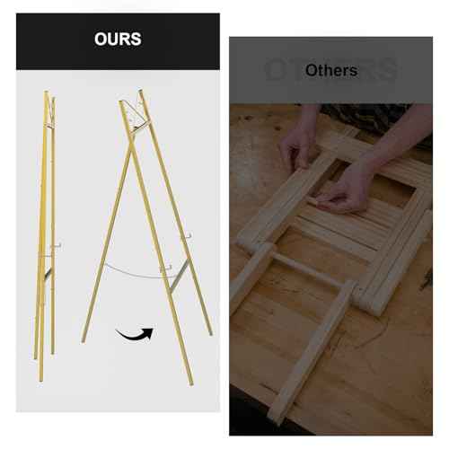 56" Gold Easel Stand for Wedding Signs ? Adjustable Height Metal Display Easel with Chain Support, Heavy Duty Floor Standing Easel for Art, Posters, Pictures, Paintings, and Party D?cor
