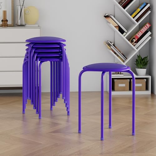 VECELO Purple 6-Piece Stackable Padded Stools for Classroom & Office