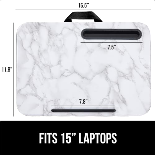 Gorilla Grip Marble Laptop Lap Desk 16.5 x 11.8 inches with Phone Holder, Portable Workstation for Up to 15.6-inch Laptops