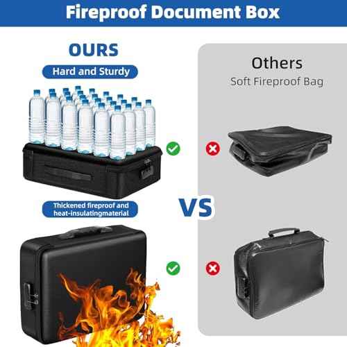 File Organizer, Hard Case Fireproof Document Box with Lock, Hard-Shell Important Document Organizer Safe Box Fireproof Waterproof, Home Office Supplies Storage and Organization (Pink)