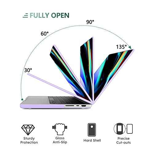iCasso for MacBook Pro 14 inch Case 2024 2023 2021 Release M4 A3112 A3401 A3185 M3 A2918 A2992 M2 A2779 A2442 M1 Pro/Max, Bundle 5 in 1, Hard Shell Case, Sleeve Bag for Mac Pro 14, Gradient Purple