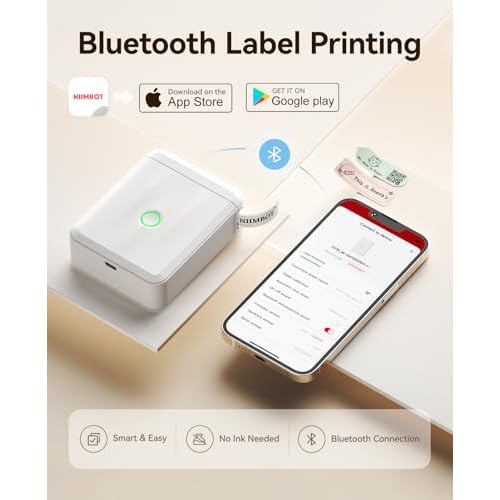NIIMBOT Label Maker Machine Bluetooth Label Printer for School Home Office Organization, Wireless Mini Labeler D110 Upgraded Version, Label Machine with Label, White