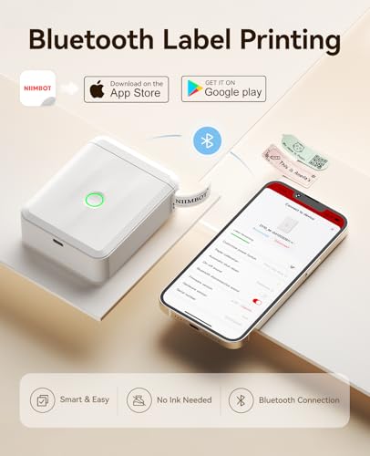 NIIMBOT D110 Mini Bluetooth Label Maker with White Tape - Upgraded Version