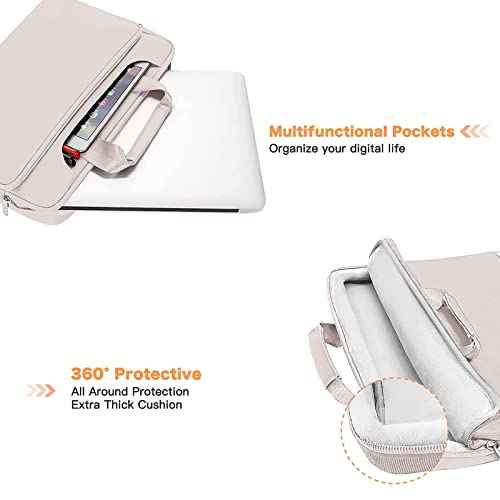 MOSISO 360 Protective Laptop Shoulder Bag Compatible with MacBook Air 15 M4 A3241 M3 A3114 M2 A2941/Pro 16 inch M4 M3 M2 M1, 15-15.6 inch Notebook,Matching Color Sleeve with Belt, Stone Gray