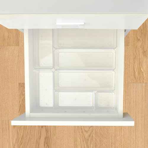 Drawer Organizers Set of 15, 4 Sizes Clear Plastic Drawer Organizers and Storage Bins for Kitchen, Bathroom, Office, Dresser Desk Drawer Organizer Tray for Jewelry, Makeup, Junk, Gadgets