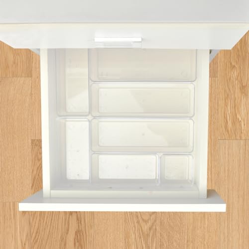 Manalete Clear Plastic Drawer Organizer Set 15 Pack - Makeup, Vanity & Storage Bins