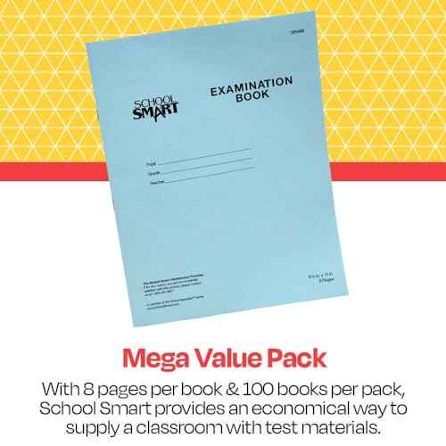 School Smart Examination Blue Book with 8 Pages, 8-1/2 x 11 Inches, Pack of 100 Books