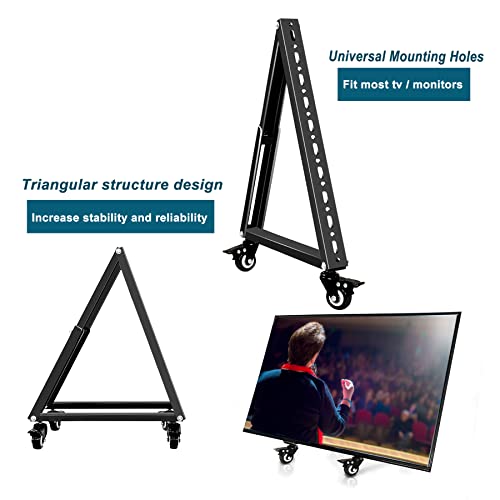 Low Height Mobile TV Stand, Monitor Floor Stand Cart, Rolling TV Mount with Wheel for 32-65 inch Flat Curved Screen TV, LED LCD, 30¡Æ Adjustable Viewing Angle (New Version)