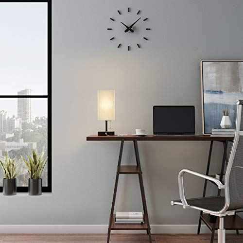 Lavish Home LED Desk Lamp with USB Charging Port - Small Bedside Table Light for Reading - Bedroom, Living or Dining Room, Dorm Decor (Linen/Brown)