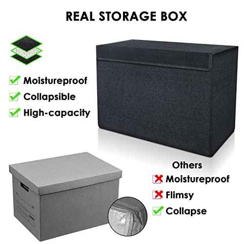 Leffis Comic Book Storage, Box 15.5" X 7.5" X 11.3", Collapsible Comic Short Box with Lids Holds 150 Comics Heavy Duty Comic Book Bin Container (1 pack, black)