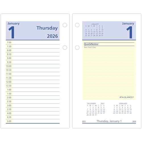 AT-A-GLANCE 2026 Desk Calendar Refill, Daily, 3-1/2" x 6", Standard, Loose-Leaf, QuickNotes (E5175026)