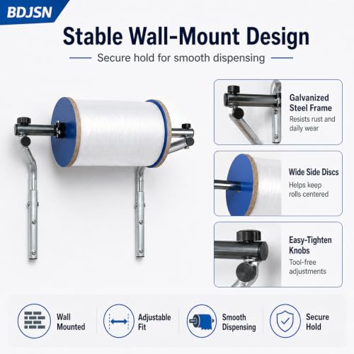 BDJSN 30cm Wall Mount Foam Wrap Roll Dispenser Galvanized Steel Packaging Holder