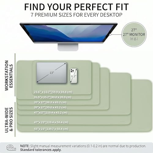 Matcha Green Extra Large Desk Mat for Office Waterproof PU Leather Mouse Pad
